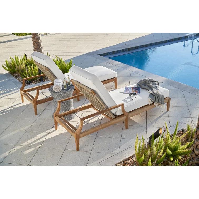 Coastal Living™ by Universal Furniture Chesapeake Outdoor Teak Wood Chaise Lounge , Cushion Included