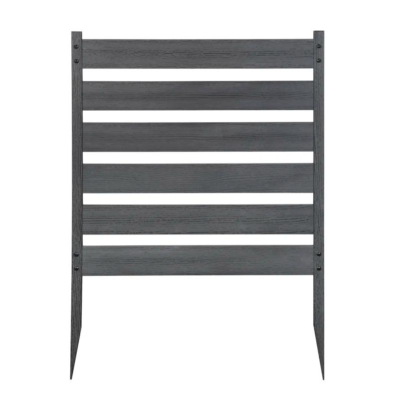 Zippity Outdoor Products 26in H x 24in W (3 Panels) No Dig Zippity Maui Fence Kit, Charcoal Color WoodTek Vinyl Fence Panel, Temporary Outdoor Border for Garden, Easy Install DIY Fence for Backyard, Patio, & Deck, ZP19066