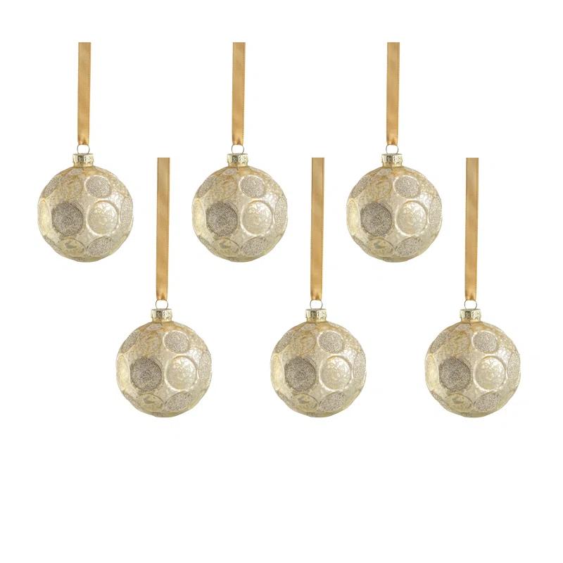 Rosdorf Park Serenity 6-Piece Set Matte Frosted Glass Ball Ornaments