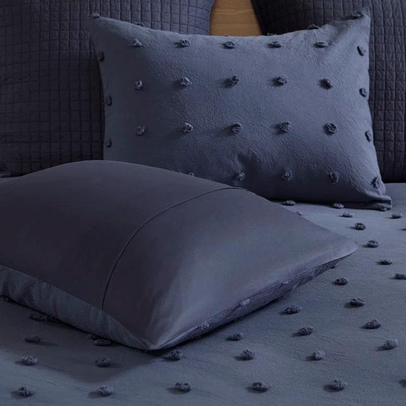 Brooklyn Cotton Jacquard Duvet Cover Set with Euro Shams and Throw Pillows