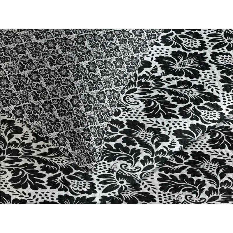 Ambesonne Ambesonne Victorian Bedspread Set Antique Floral Swirls Black and White