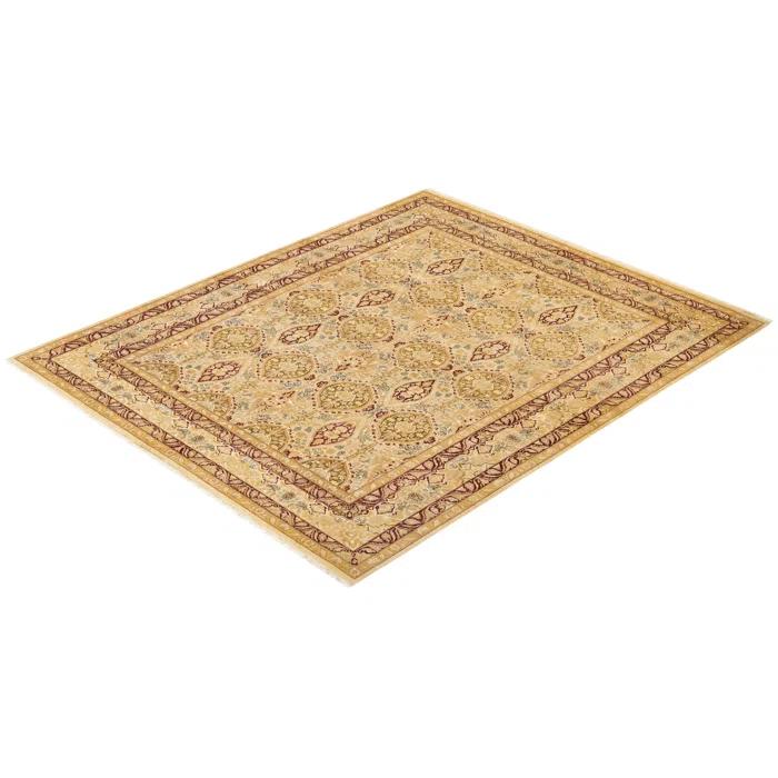 Solo Rugs Classic One-of-a-Kind Mogul Hand-Knotted 8'2" x 10'3" Area Rug in Ivory/Burgundy/Goldenrod & Reviews | Perigold