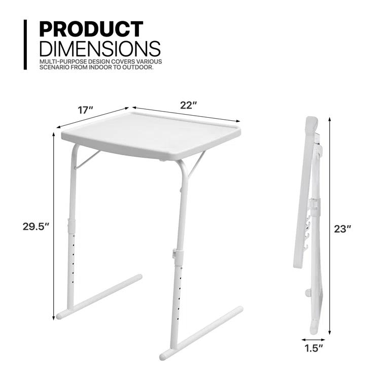 MoNiBloom 22" Tilting TV Tray Folding Table, Adjustable Height Foldable Laptop Desk for Bedside Sofa Working