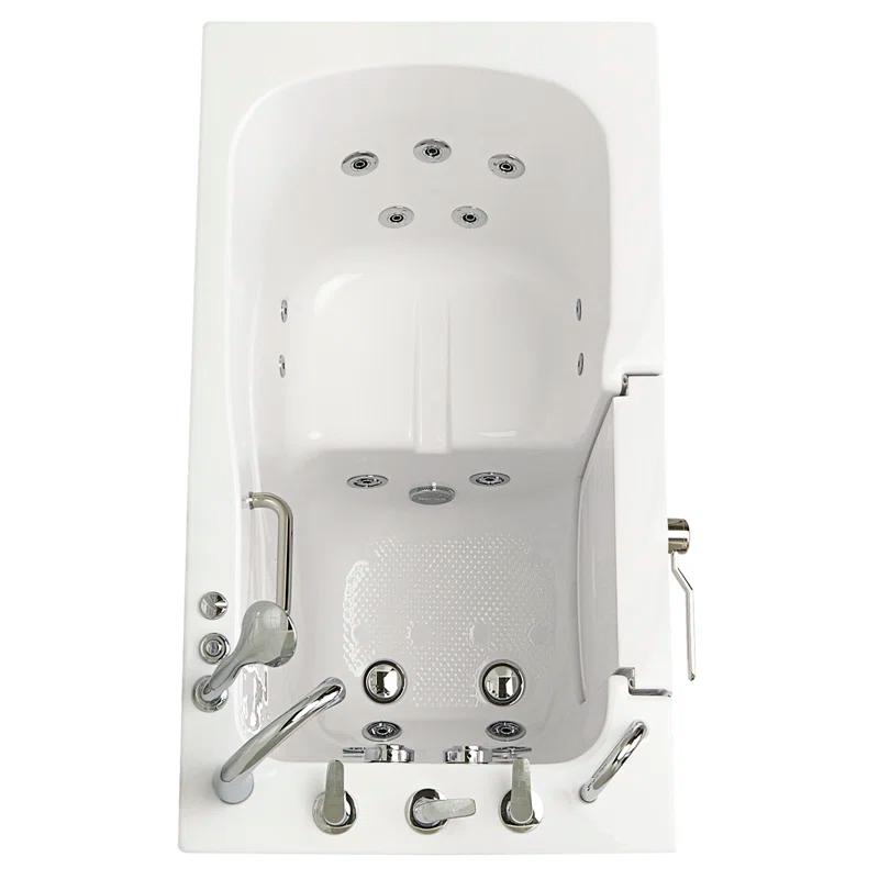 Monaco 32"x52" Acrylic Hydro Massage Walk-In Bathtub, 5 Piece Fast Fill Faucet, 2" Dual Drain