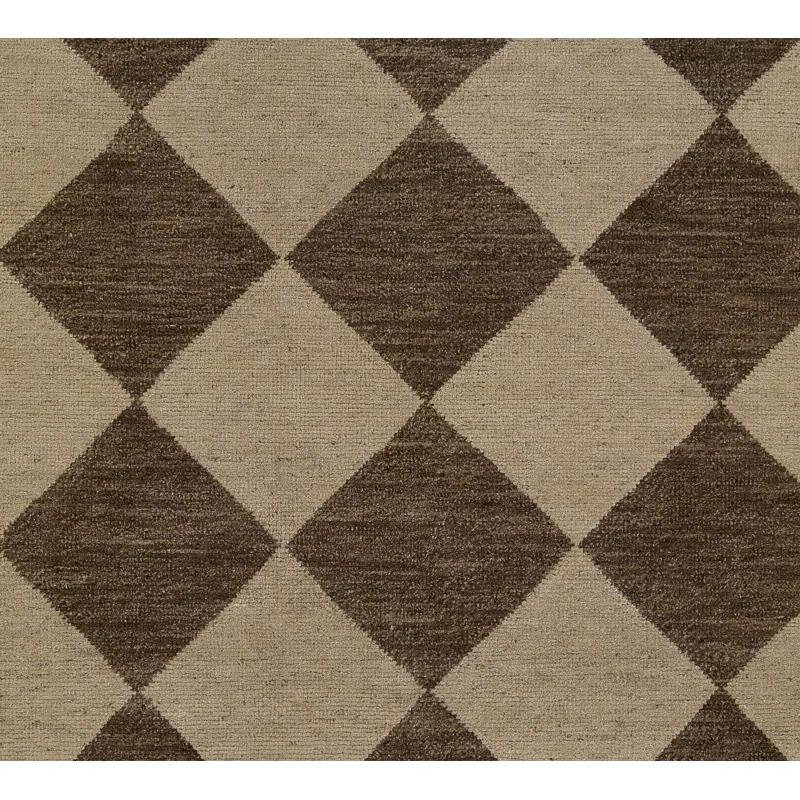 Winnie Geometric Hand-Knotted Wool Area Rug in Brown/Tan