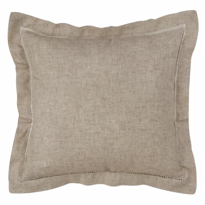 Natural Linen Blend Square Washable Throw Pillow 22"