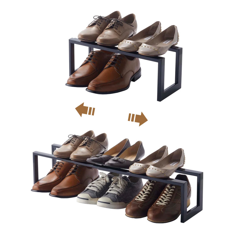 Yamazaki Home Adjustable Shoe Rack, Small, Steel,  Holds 4 to 8 shoes, Expandable, Stackable