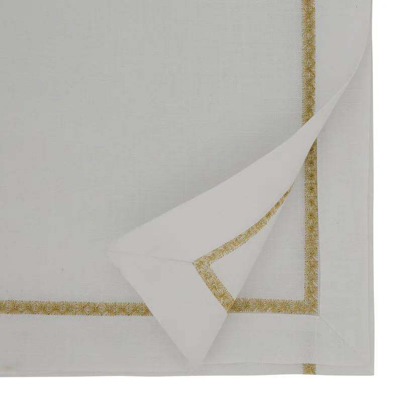 Saro Elegant Embroidery Table Runner With Delicate Border Design