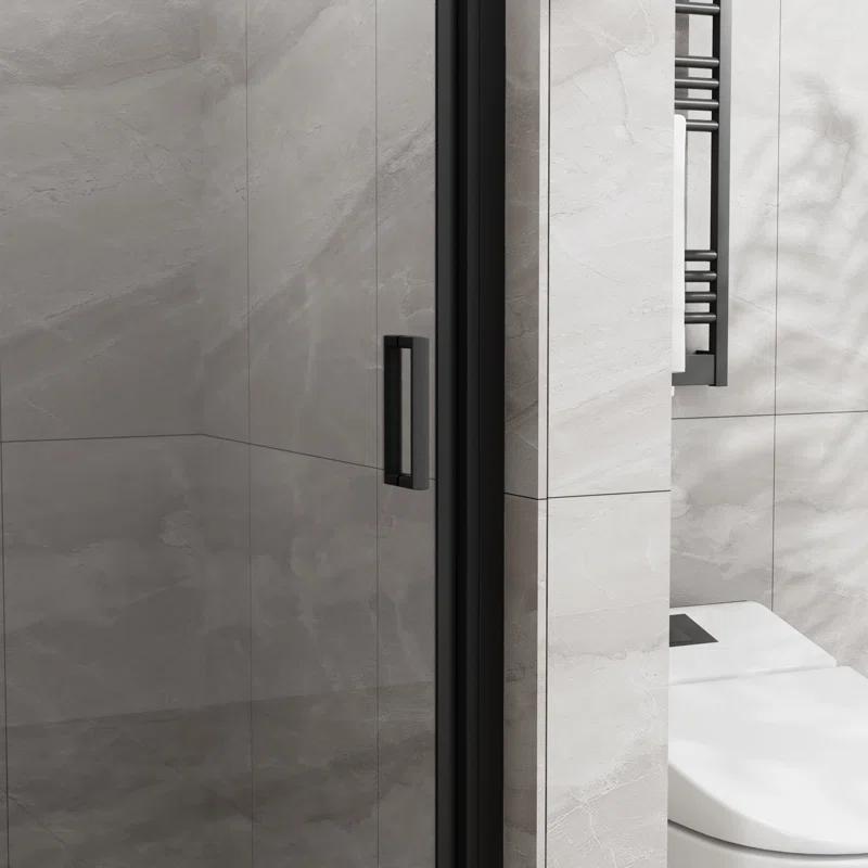 BVNECXP 34"X72" Pivot Shower Door, 1/4 Inch Thick Tempered Glass Swing Shower Door, Semi-Frameless Design YY3CHO-D163102093