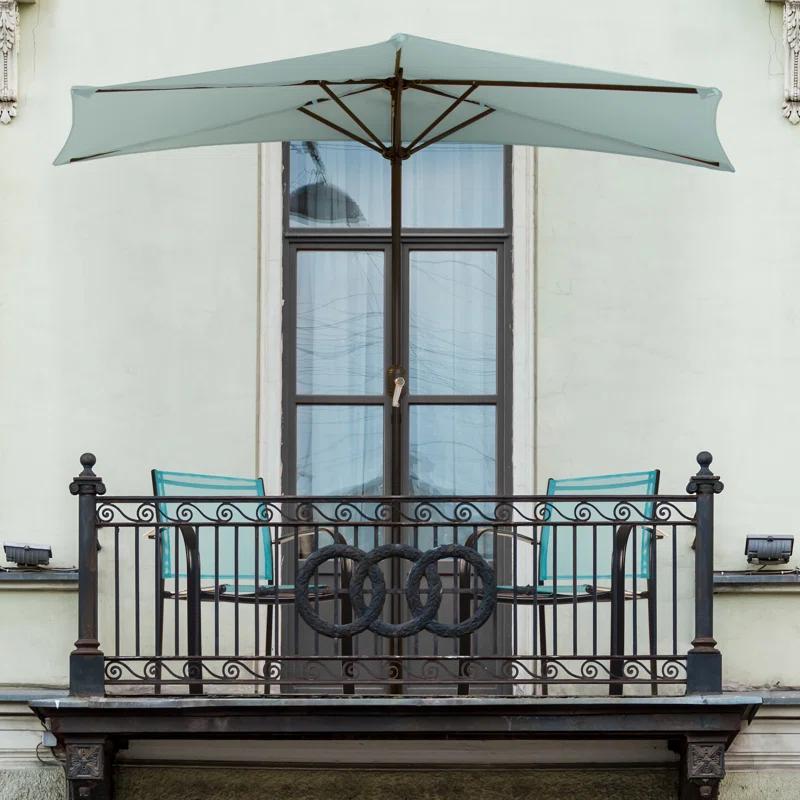 Pure Garden Summertime Umbrellas 3 Half Umbrella Outdoor Patio Shade - 9' Patio Umbrella with Easy Crank - Small Canopy for Balcony, Table, or Deck by Pure Garden