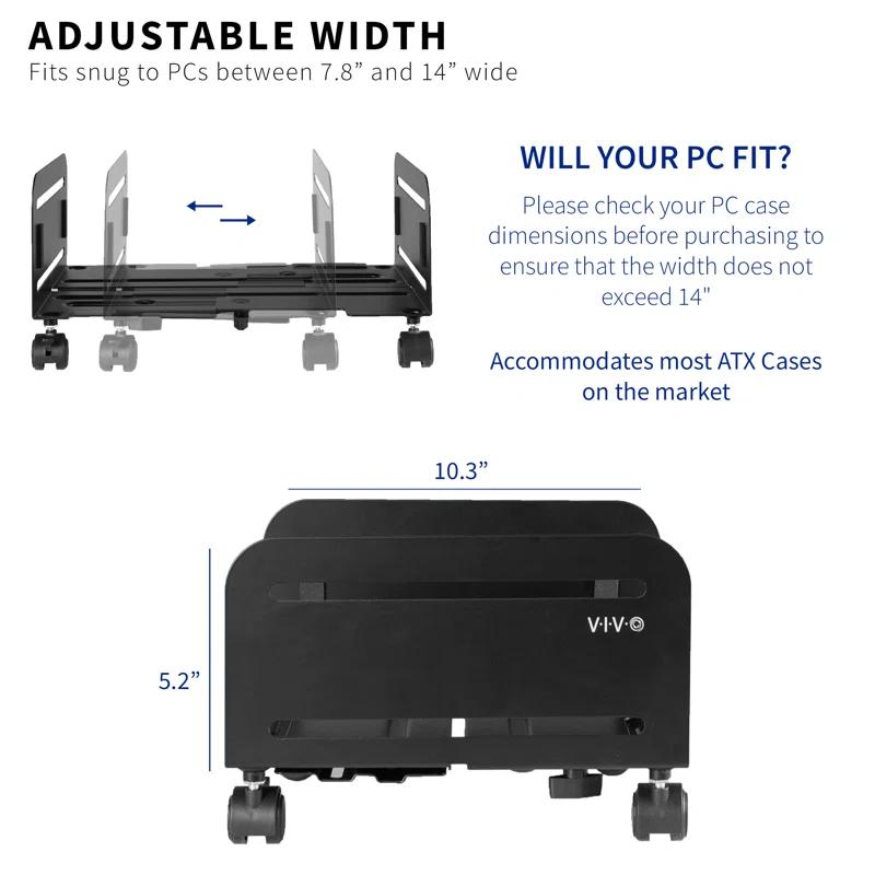 5.2'' H x 14'' W CPU Holder with Wheels