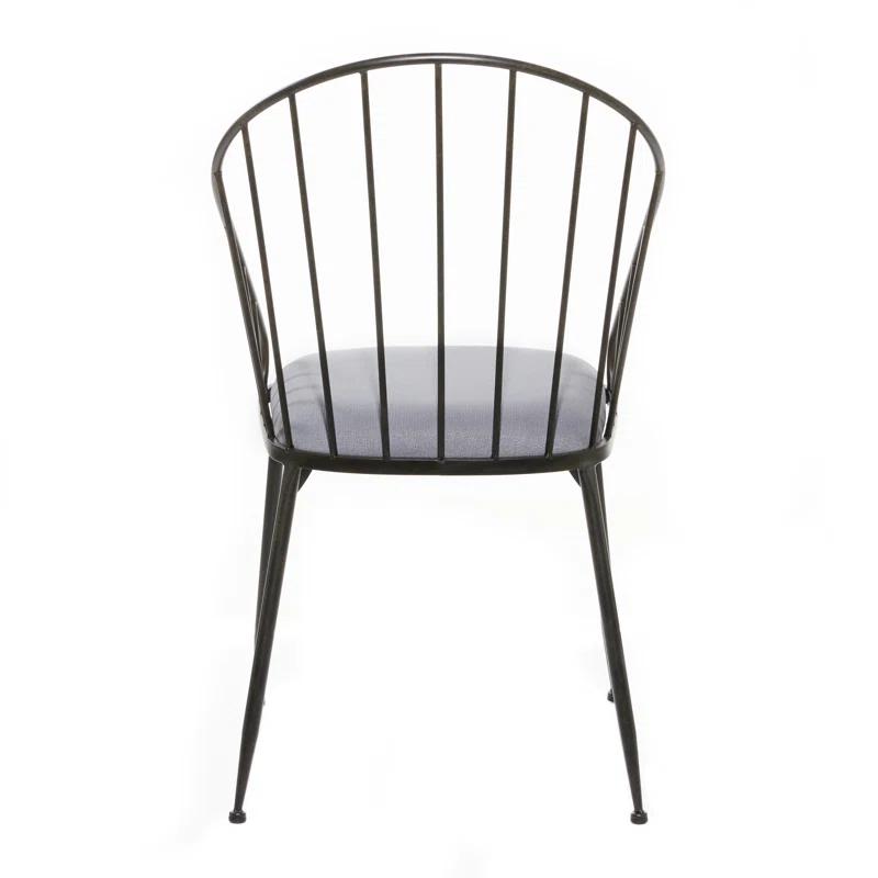 Marlowe Upholstered Metal Windsor Back Side Chair in Black