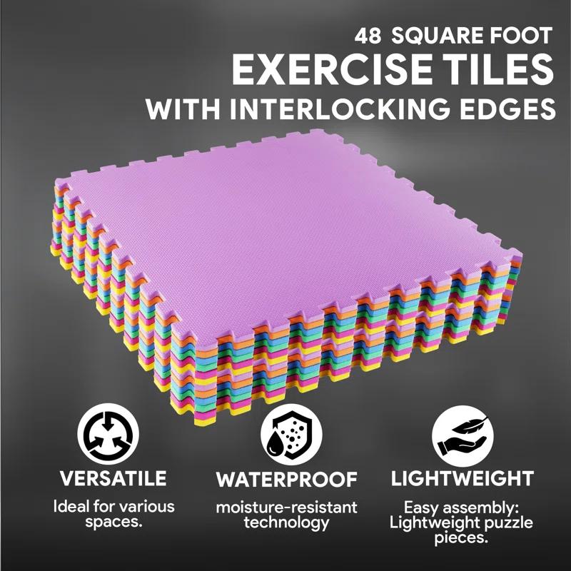 BalanceFrom Fitness Balancefrom Fitness 48 Sq Ft Interlocking EVA Foam Exercise Mat Tiles