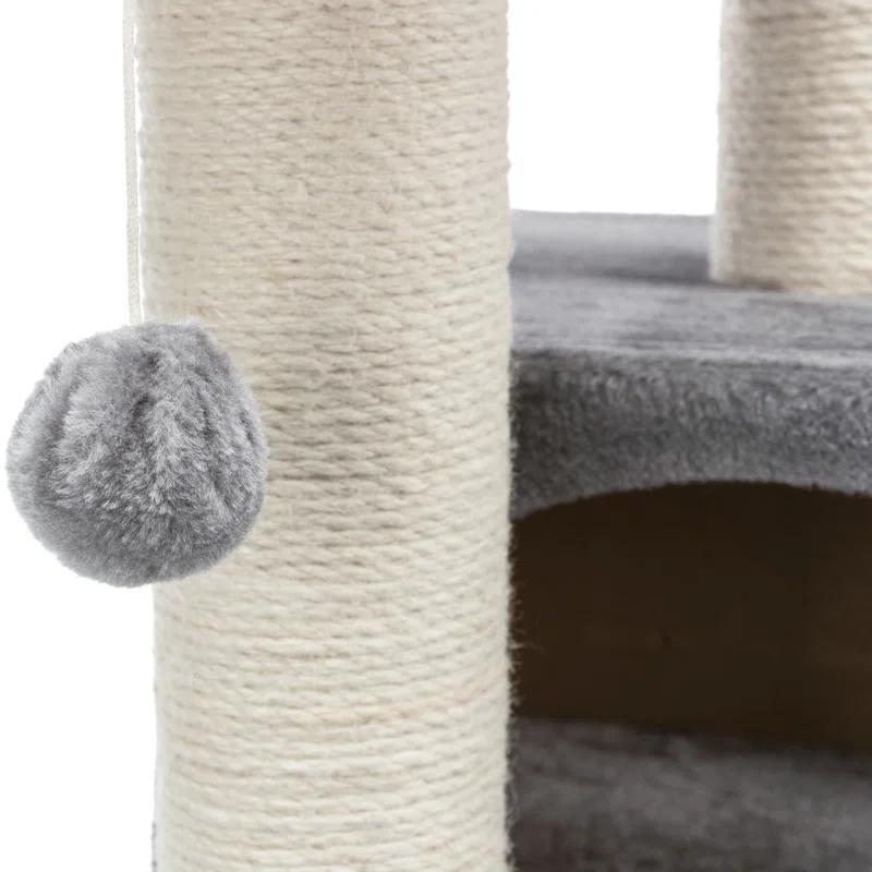 TRIXIE TRIXIE Valencia 28" Cat Tree, 3-Level Cat Tower, Sisal Scratching Posts, Plush Condo and Platforms, Dangling Cat Toy