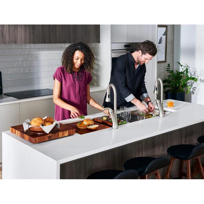 Ruvati RVH8333 Ruvati 45-inch Workstation Two-Tiered Ledge Kitchen Sink Undermount 16 Gauge Stainless Steel