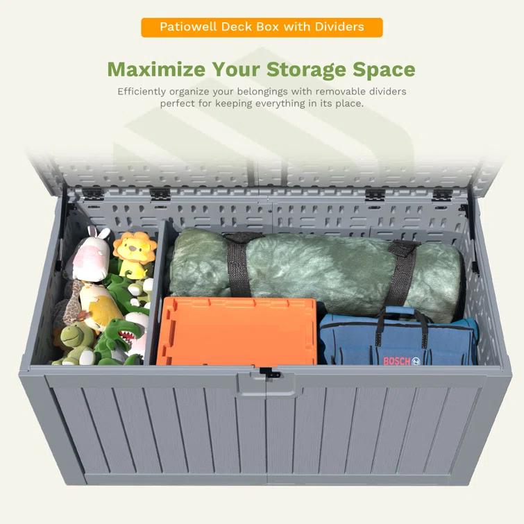 Patiowell 230 Gallons Water Resistant Resin Lockable Deck Box