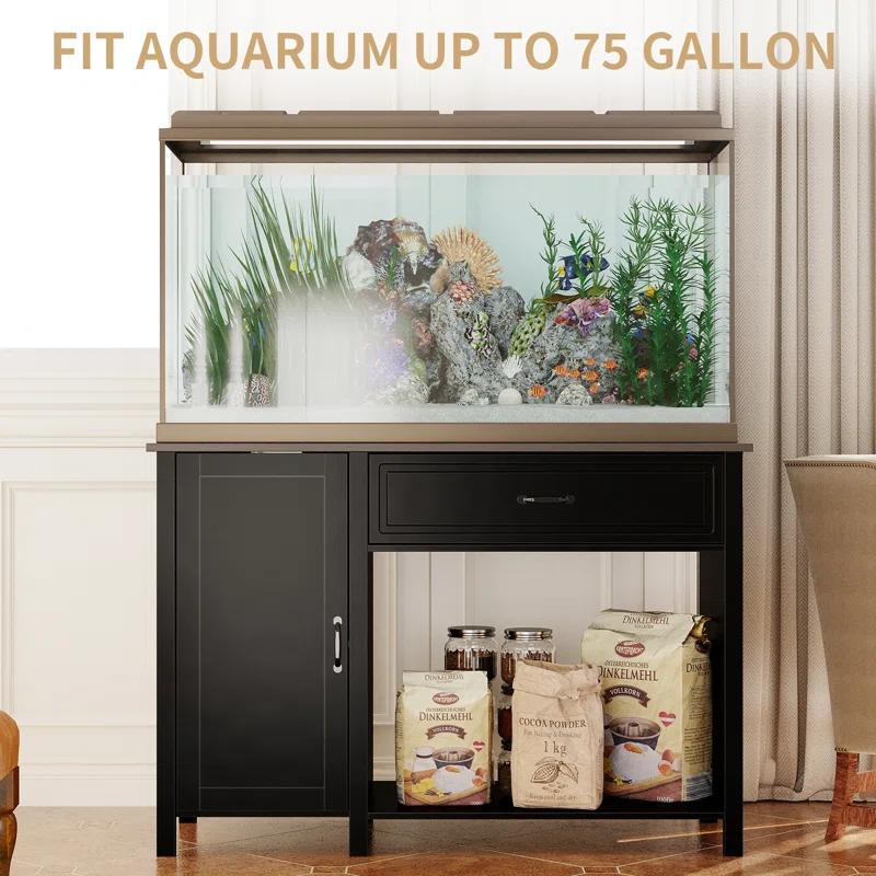 Tucker Murphy Pet™ Fish Tank Stand - 55-75 Gallon Wooden Aquarium Stand With Storage Cabinet For Fish Tank Accessories - 770 LBS Capacity, 51"X19.6"X35"H