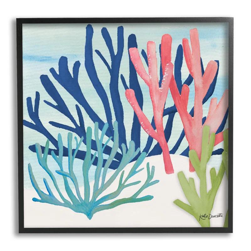 Stupell Industries " Underwater Sea Life Blue Pink Ocean Coral Reef " by Katie Doucette