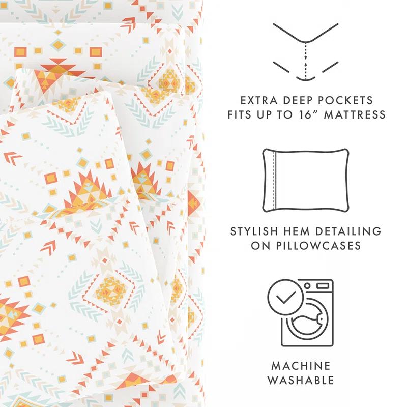 Becky Cameron Home Aztec Dreams Pattern Microfiber Sheet Set