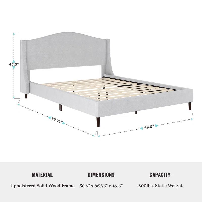Martha Stewart Martha Stewart Amelia Upholstered Platform Bed With Curved Headboard