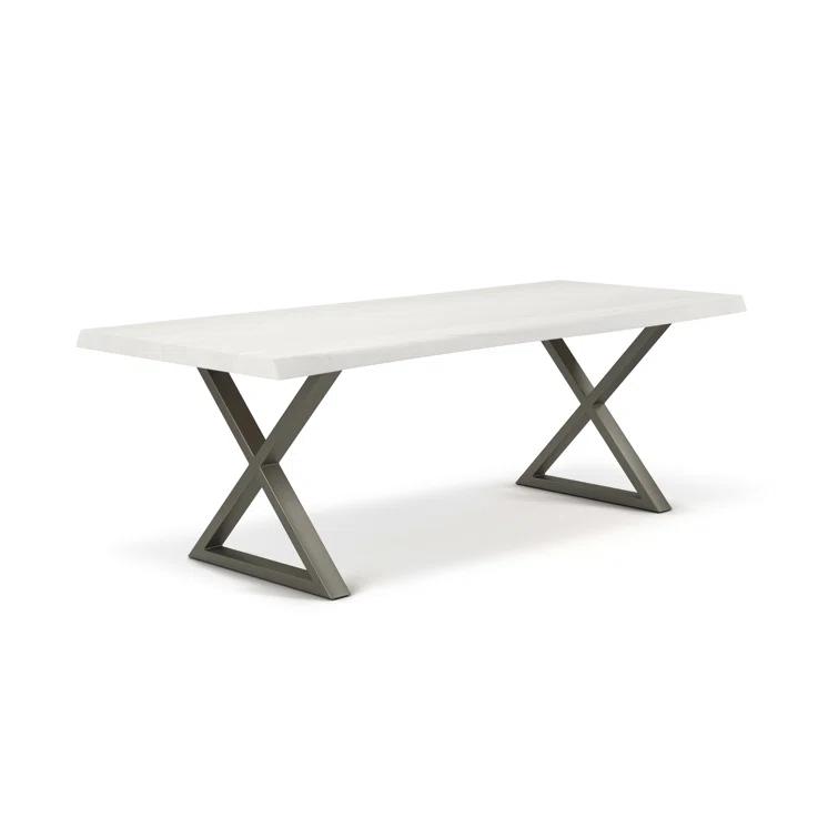 Brooks 79" Rectangular Sandblasted Grey Acacia Dining Table with Pewter Frame