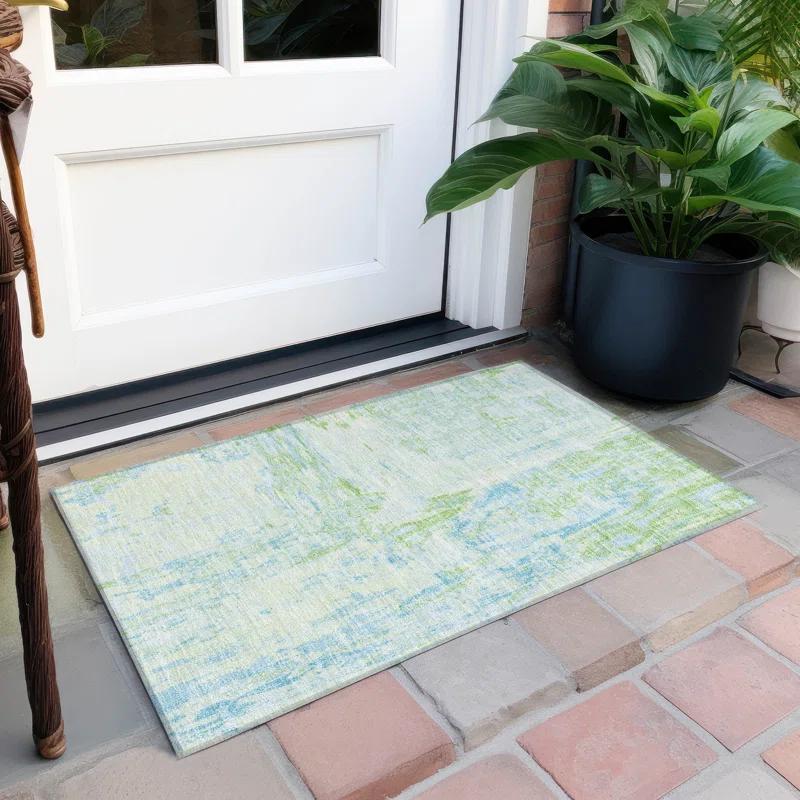 Wade Logan® Machine Washable Indoor/Outdoor Christain ACN1352 Mint Rug