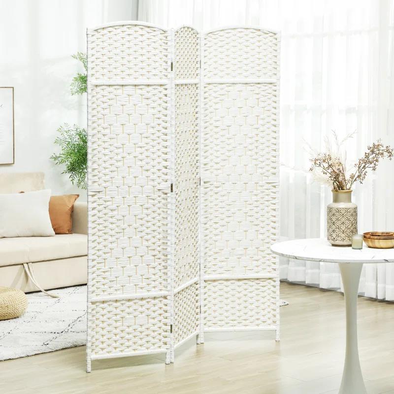 Winston Porter 3 Panel Room Divider, 6' Tall Folding Privacy Screen, Hand-Woven Freestanding Wall Partition For Home Office, Bedroom