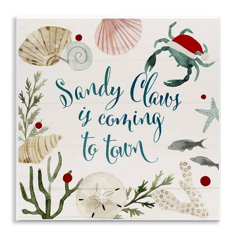 Stupell Industries Santa Claus Nautical Beach Holiday Sandy Christmas by Victoria Barnes - Graphic Art Print