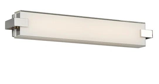 Bliss 22" Nickel LED Bath Bar with White Mitered Glass