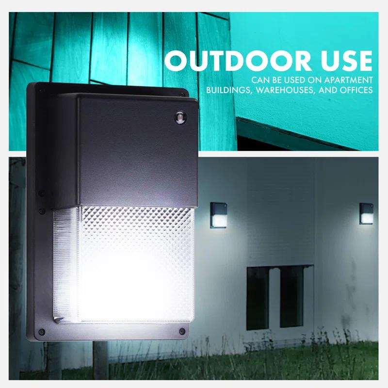 Simply Conserve 100-Watt Equivalent Integrated LED Black Mini Wall Pack Light, 4000K