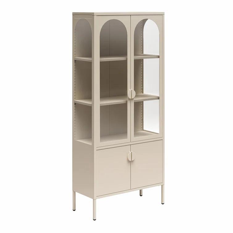 CosmoLiving by Cosmopolitan Chloe Tall Metal Display Cabinet with 2 Arched Glass Doors