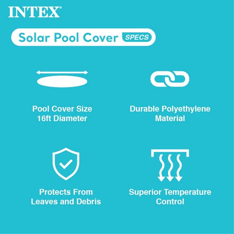 Intex Intex 29024E 16 Foot Above Ground Swimming Pool Solar Cover With Carry Bag, Blue