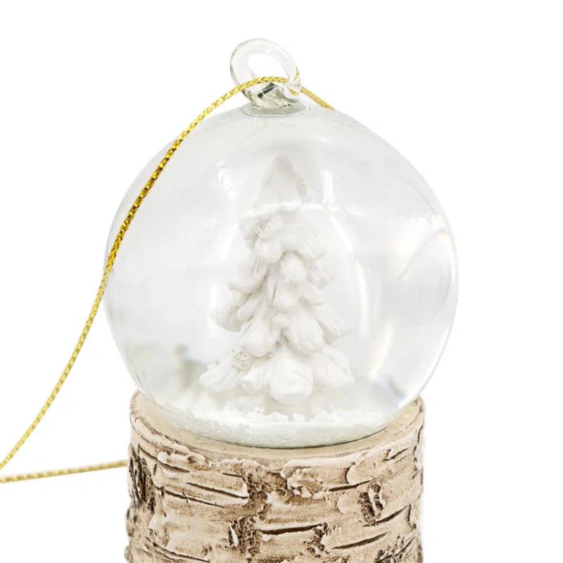 A&B Home Resin Glass Water Globe W/Tree & Birch Color Base Ornament - Set of 6 - Brown (Set of 6)