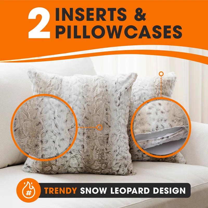 Cheer Collection Animal Print Faux Fur Throw Pillow (Set of 2)