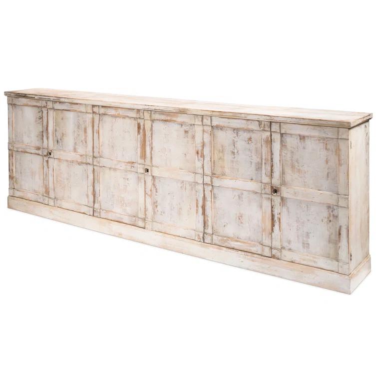 Luciana 112" Distressed White Wood Buffet