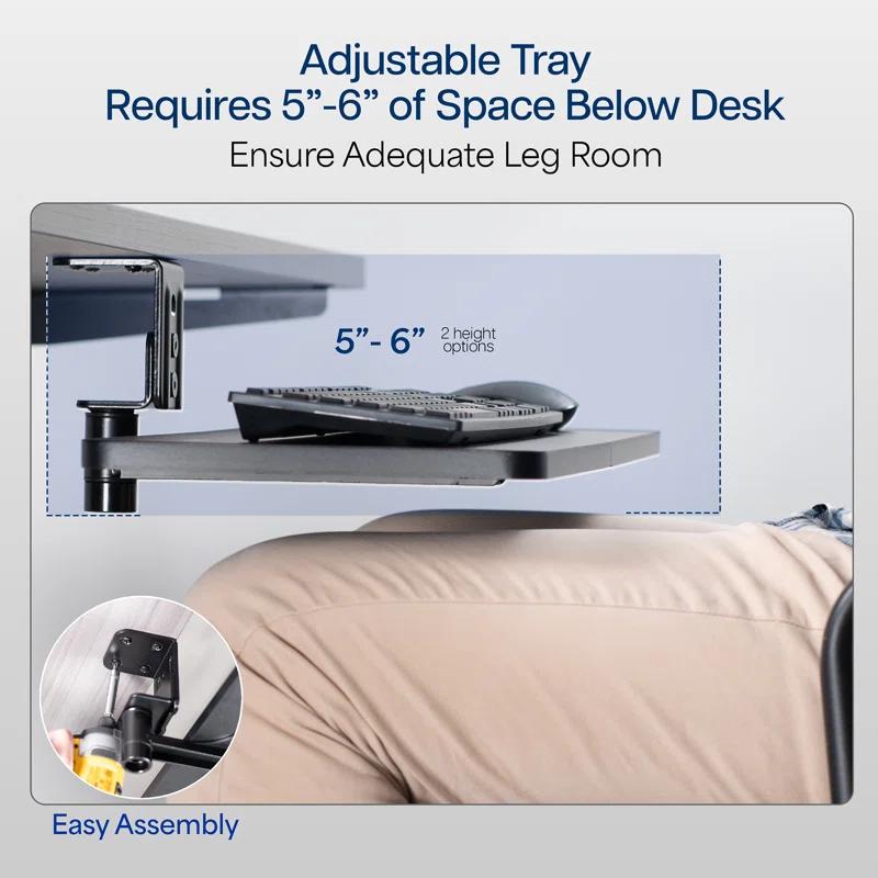 Vivo VIVO Black 23 x 10 inch Screw-In Rotating Computer Keyboard and Mouse Tray