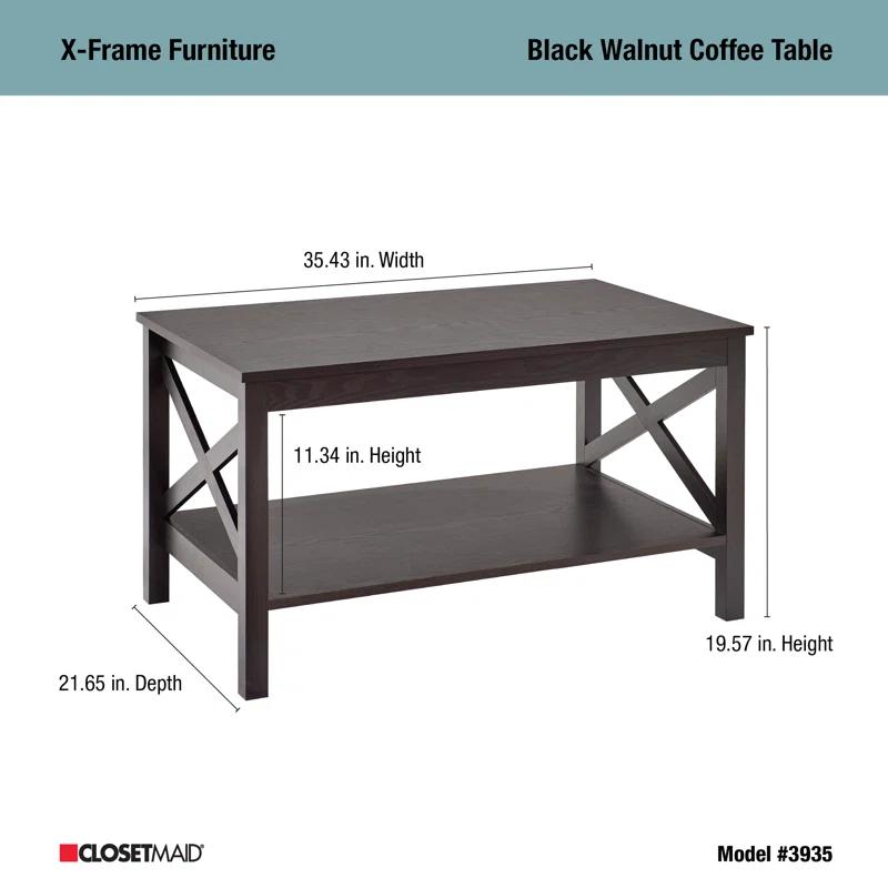 ClosetMaid X-Frame Furniture Two-Tier Coffee Table with Shelf