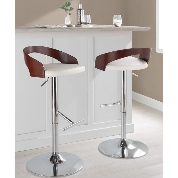 LumiSource Grotto Swivel Upholstered Adjustable Height Counter Stool with Metal Frame (Set of 2)