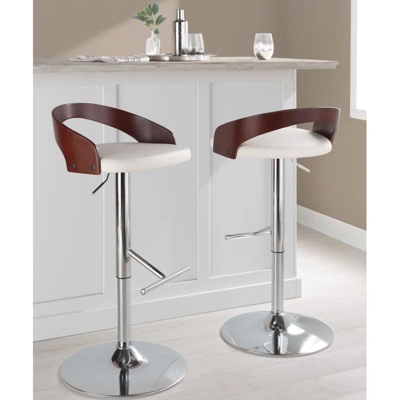 Grotto Swivel Upholstered Adjustable Height Counter Stool with Metal Frame (Set of 2)