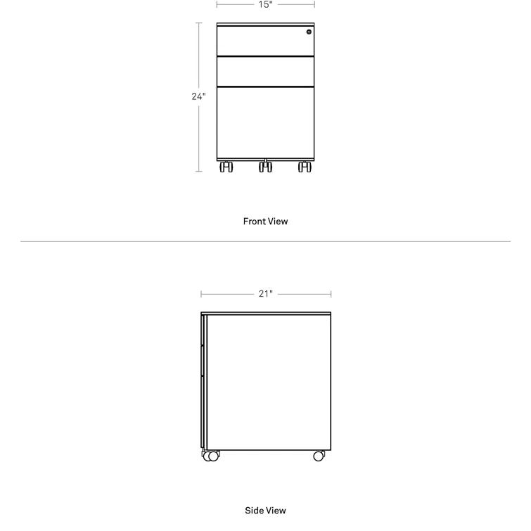 Blu Dot No. 1 15.25'' Wide 3 -Drawer Mobile Steel File Cabinet