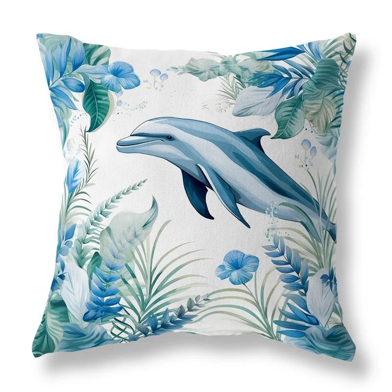 Amrita Sen Dolphin Haven Indoor/Outdoor Reversible Throw Pillow | Wayfair