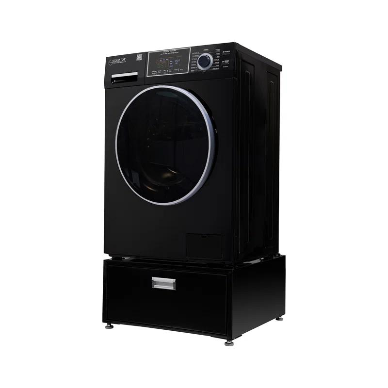 Equator Advanced Appliances All-in-one Washer Dryer Ventless FULLY BUILTIN 0-CLEARANCE 1.62cf/15lbs 110V 1400RPM with Pedestal EZ 4700 C + PDL 4455 Black