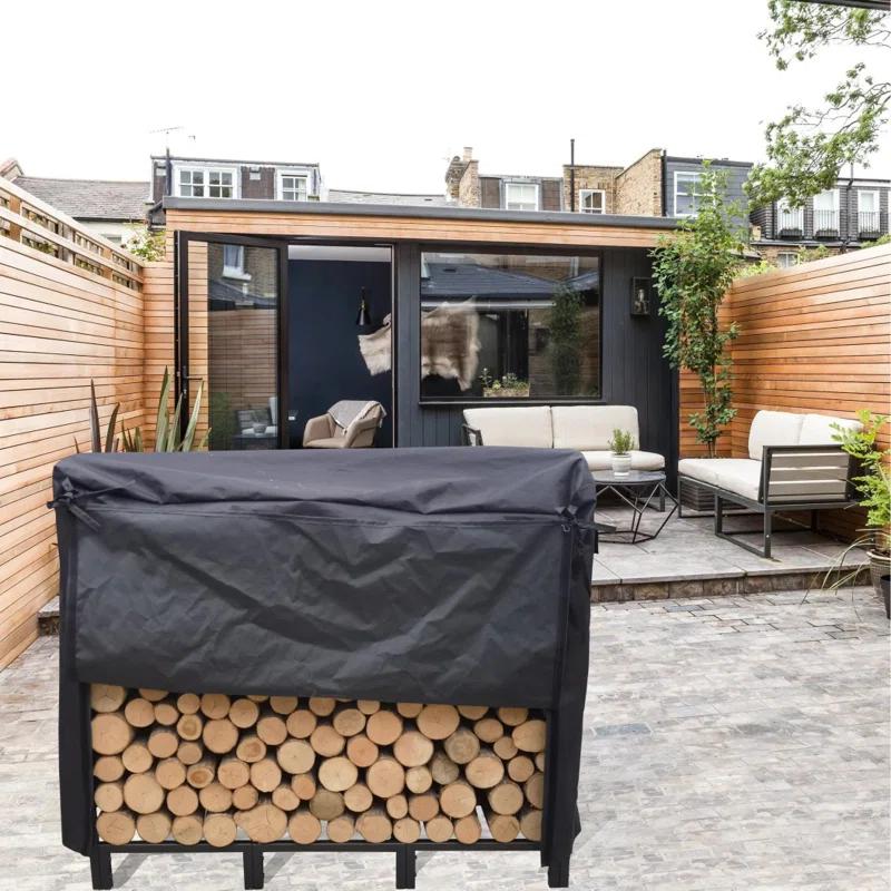 Arlmont & Co. 4Ft Heavy Duty Matte Black Firewood Rack For Indoor/Outdoor Use