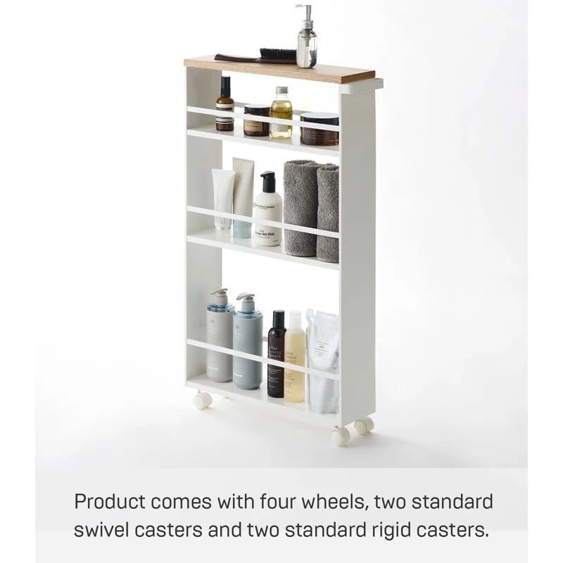 Yamazaki Tower White Rolling Slim Storage Cart With Handle