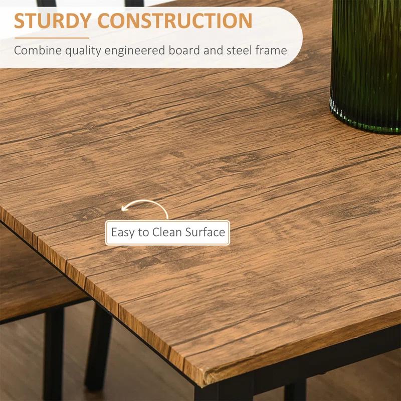 17 Stories 5 Piece Industrial Dining Table Set, Rectangular Kitchen Table And 4 Chairs, Dining Room Set For Small Space