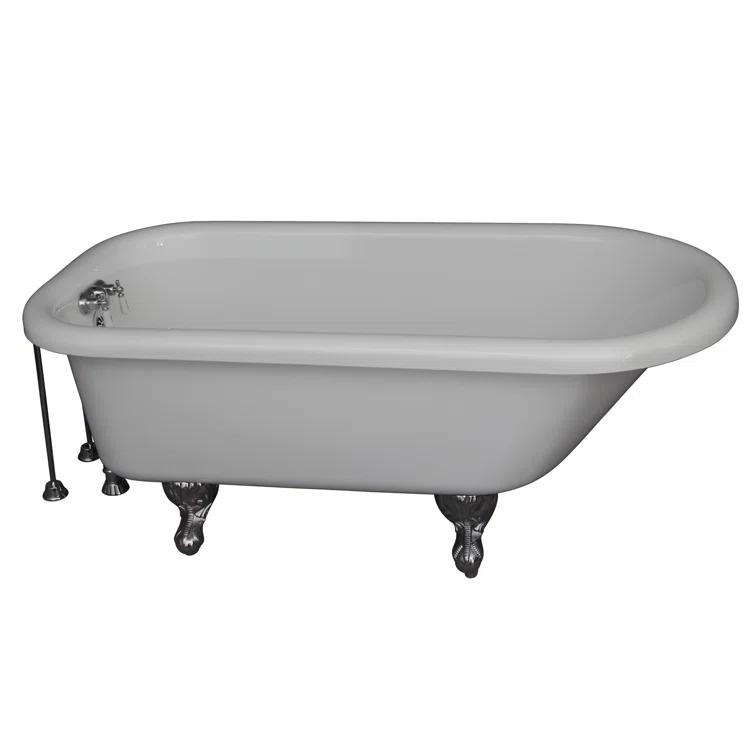 Barclay 60'' x 30'' Freestanding Soaking Acrylic Bathtub with Faucet TKADTR60-WCP8