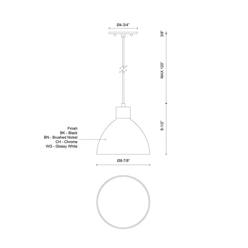 1 - Light Black LED Single Pendant