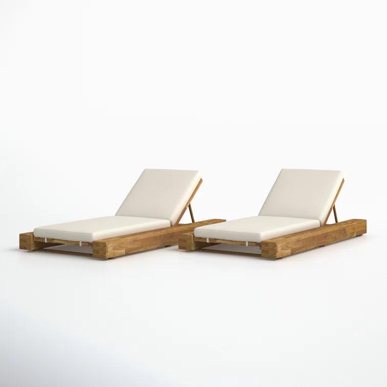 Donnie 39'' Outdoor Acacia Chaise Lounge (Set of 2)