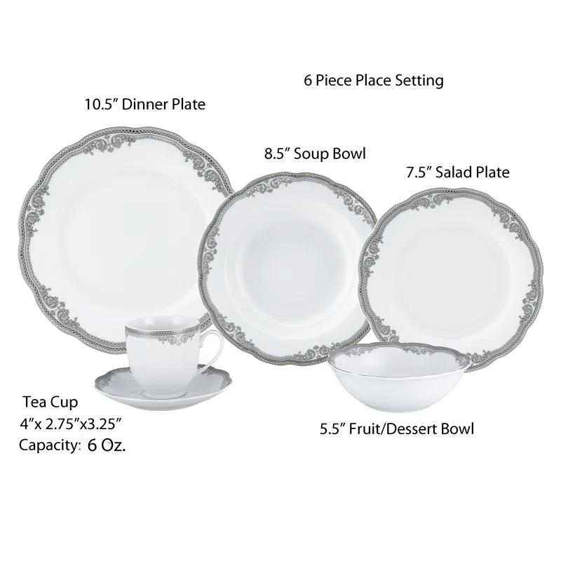 Lorren Home Trends 24 Piece Porcelain China Dinnerware Set - Service for 4