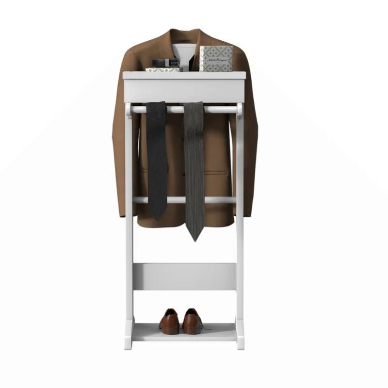 Lark Manor™ Portable Garment Rack Clothes Valet Stand With Storage Organizer Table Entryway Organizer Garment Rack